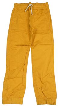 Pomerančové plátěné cuff kalhoty H&M