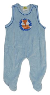 Světlemodré sametové dupačky s líškou