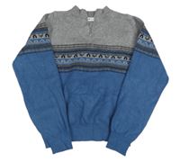 Modro-sivý vzorovaný ľahký sveter zn. shein