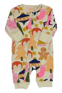 Nové - smetanovo-barevný overal s vánočními obrázky Next