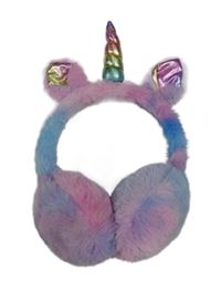 Ružovo-modré chlpaté klapky na uši - jednorožec