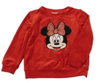 Červená zamatová mikina s Minnie Disney