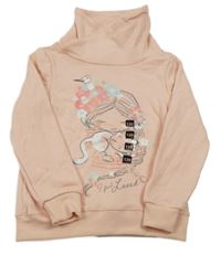 Nové - meruňková mikina s dívkou a komínovým límcem Dopodopo