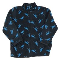 Tmavomodrá propínací fleecová mikina s dinosaury Impidimpi