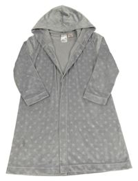 Sivý plyšový župan s hviezdičkami a kapucňou H&M