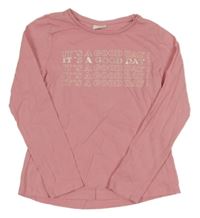 Světlerůžové triko s nápisy S. Oliver