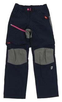 Tmavomodro-sivé outdoorové nohavice s odepínacími nohavicami Lupilu