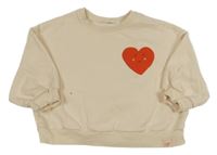 Smetanová oversize mikina s nápisem a srdcem Next