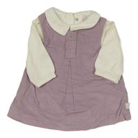 Nové - 2 set - bílé body + fialové manšestrové šaty M&S