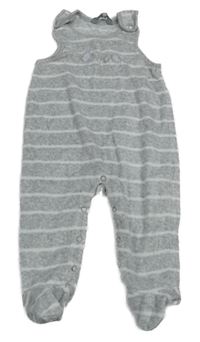 Šedé pruhované sametové dupačky so slonmi