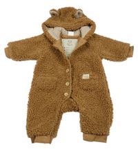 Hnedá huňatá podšitá kombinéza s kapucňou Next