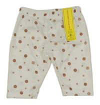 Nové - bílé lehké tepláky s hnědými puntíky Shein