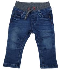 Tmavomodré teplákové skinny rifle s šedým úpletovým pasem C&A