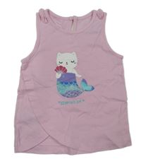 Svetloružový top s mačkou C&A