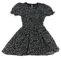 Čierno-biele kvetované šifónové šaty New Look