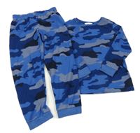 Modré army fleecové pyžama M&S