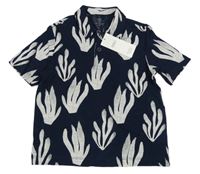 Nové - tmavomodro-bílé vzorované polo tričko M&S