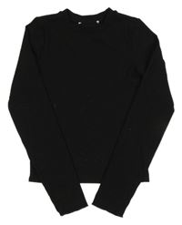 Černé crop žebrované triko se zipem New Look