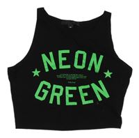 Čierny crop top so zeleným nápisom