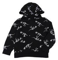 Černá mikina s kostrami dinosaurů a kapucí H&M