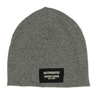 Šedá melírovaná čepice s nášivkou H&M