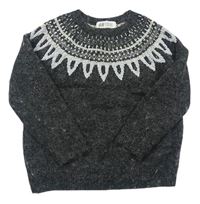 Antracitový vlnený sveter so vzorom H&M
