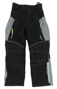 Čierno-sivé motorkářské nohavice