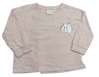 Pudrové oversize tričko so psem Zara