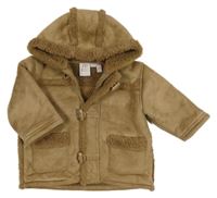 Hnědý semišový zateplený kabátek s kapucňou ZipZap