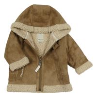 Hnědá semišová zateplená bunda s kapucí Timberland