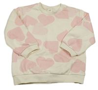 Smetanovo-růžová mikina se srdíčky H&M