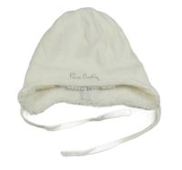 Bílá sametová čepice s nápisem 