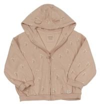 Růžová květovaná propínací mikina s kapucí Next