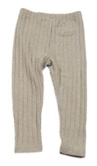 Béžové žebrované úpletové lehké tepláky