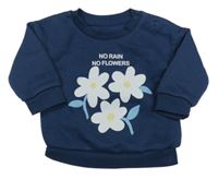 Tmavomodrá mikina s kvetmi Primark