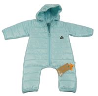 Nové - Světlemodrá šusťáková zimní kombinéza s kapucí
