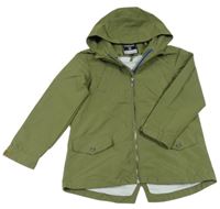 Khaki šusťáková jarní bunda s kapucí 
