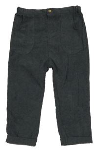 Antracitové rebrované zamatové nohavice Tu