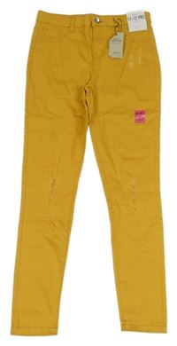 Nové - Hořčicové skinny rifle s prošoupáním Primark