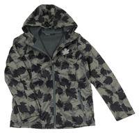 Kaki-čierna softshellová funkčná bunda s listami a kapucňou Crivit