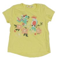 Žlté tričko s vtáčky Kids