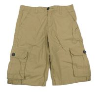 Béžové slim plátěné cargo kraťasy 