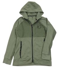 Khaki propínací mikina s nápisy a kapucí F&F