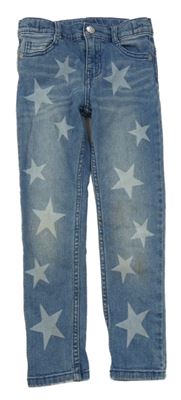 Modré teplákové skinny rifle s hviezdami F&F