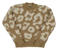 Hnědo-smetanový svetr s leopardím vzorem Next