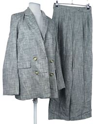 2set - Dámske sivé melírované voľné é kalhoty + blejzer Topshop