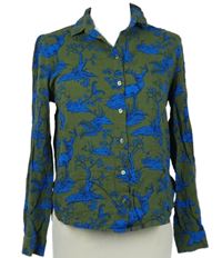 Dámská khaki-modrá halenka s jeleny Monki