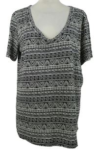 Dámské černo-bílé vzorované tričko Nutmeg 