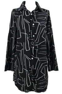Dámská černo-bílá vzorovaná halenková tunika 
