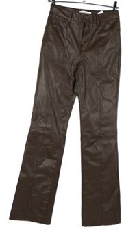 Dámské hnědé koženkové kalhoty Pull&Bear 